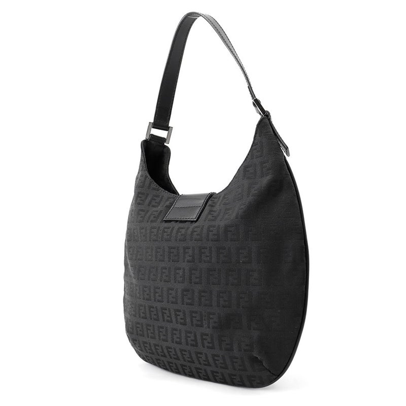 フェンディ ハンドバッグ ズッキーノ ワンショルダーキャンバス/レザー FENDI ショルダーバッグ 黒