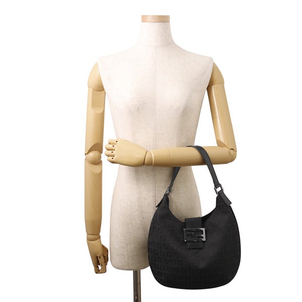 フェンディ ハンドバッグ ズッキーノ ワンショルダーキャンバス/レザー FENDI ショルダーバッグ 黒