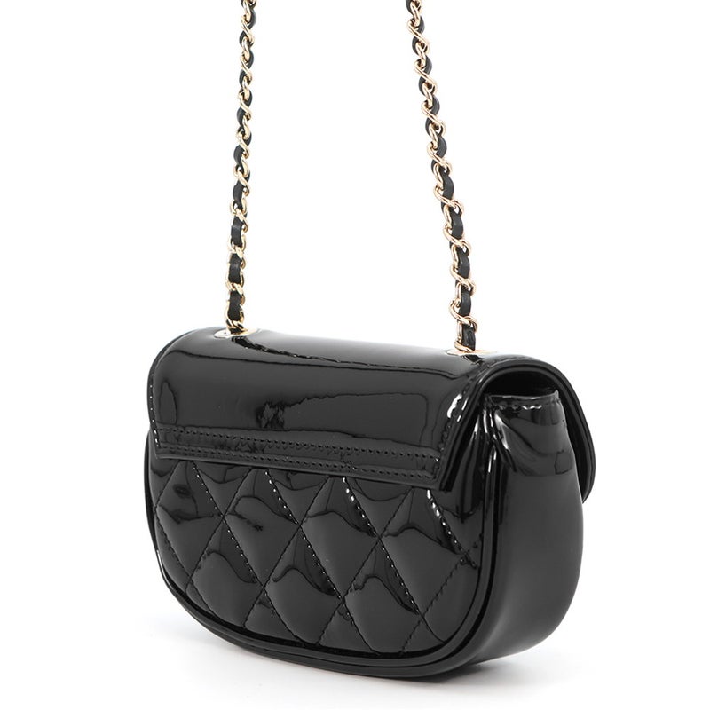シャネル チェーンショルダーバッグ ココマーク マトラッセ パテント CHANEL ノベルティ 黒