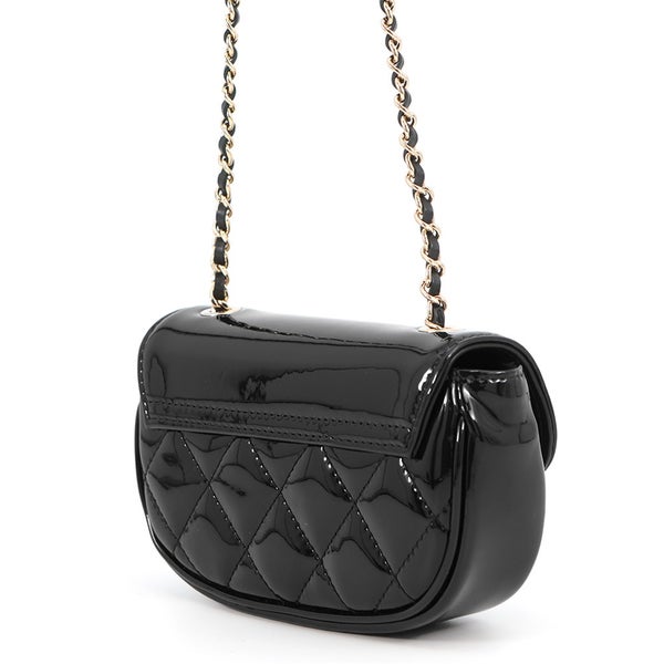 シャネル チェーンショルダーバッグ ココマーク マトラッセ パテント CHANEL ノベルティ 黒