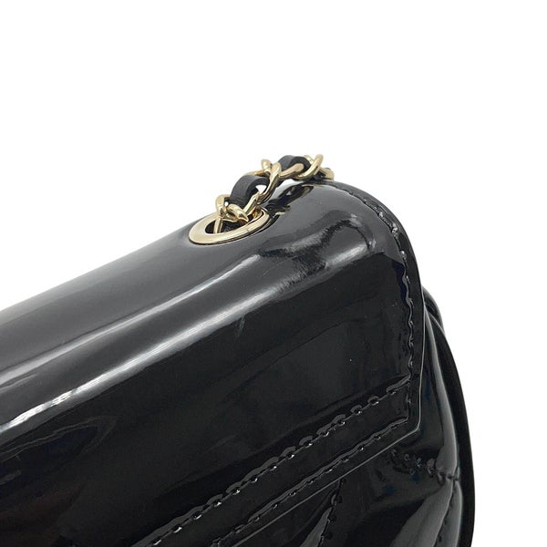 シャネル チェーンショルダーバッグ ココマーク マトラッセ パテント CHANEL ノベルティ 黒