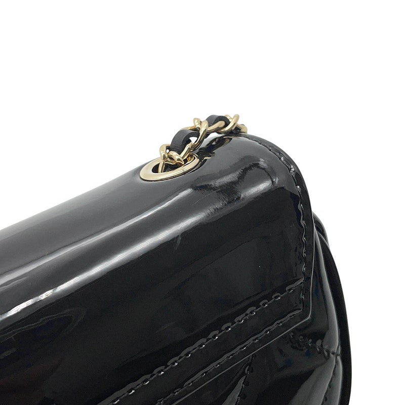 シャネル チェーンショルダーバッグ ココマーク マトラッセ パテント CHANEL ノベルティ 黒