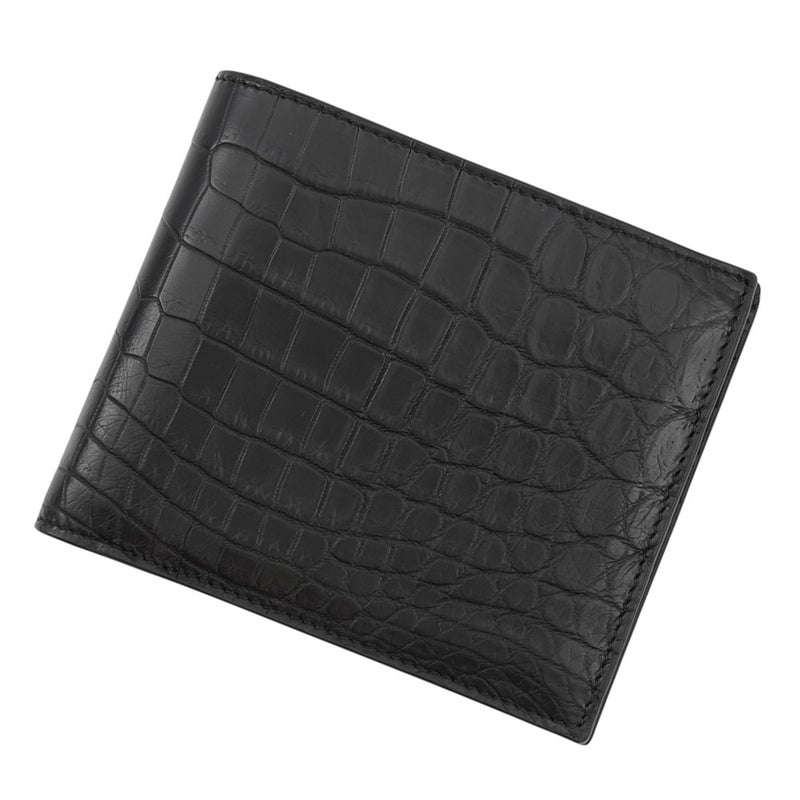 ボッテガヴェネタ 二つ折り財布 クロコダイル 113993 BOTTEGA VENETA 黒