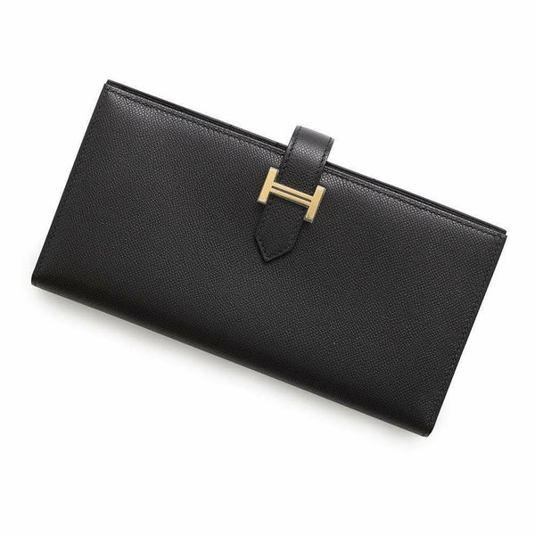 エルメス 長財布 ベアンスフレ ブラック/ゴールド金具 ヴォーマダム B刻印 HERMES 財布 黒