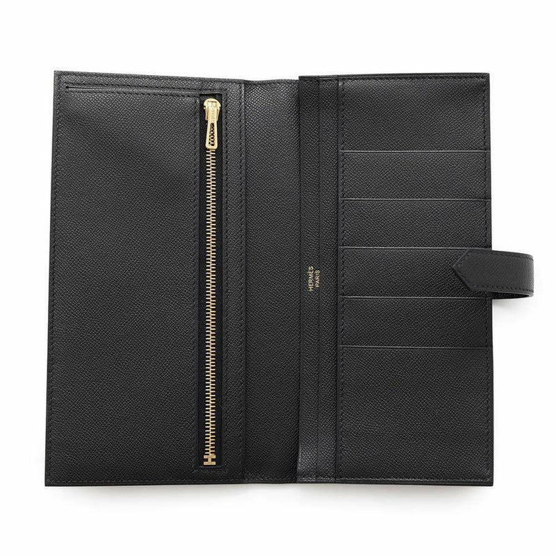 エルメス 長財布 ベアンスフレ ブラック/ゴールド金具 ヴォーマダム B刻印 HERMES 財布 黒