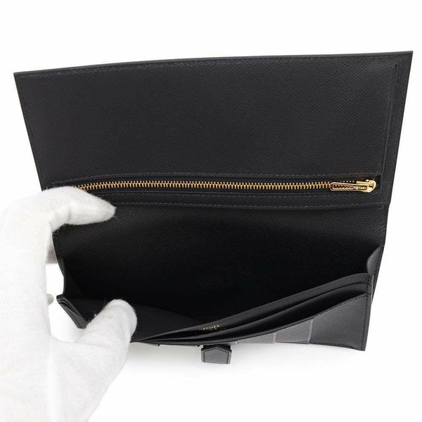 エルメス 長財布 ベアンスフレ ブラック/ゴールド金具 ヴォーマダム B刻印 HERMES 財布 黒