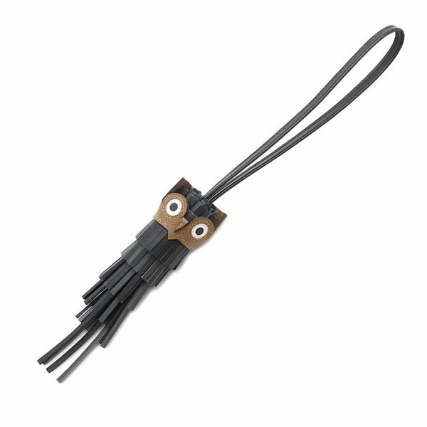 エルメス バッグチャーム シュエット ブラック/グリミスティ/アルザン ラムスキン/スイフト W刻印 フクロウ