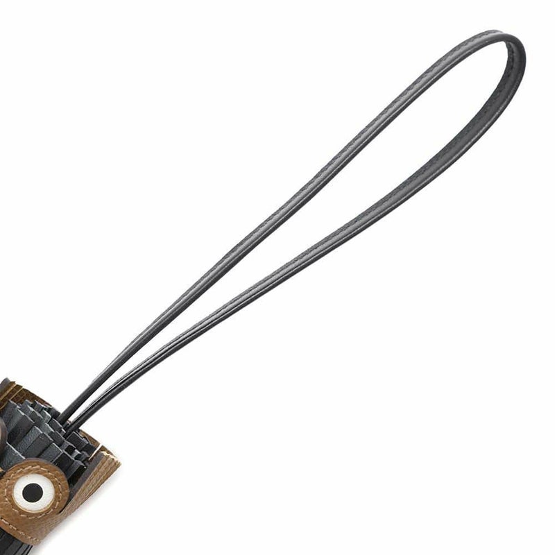 エルメス バッグチャーム シュエット ブラック/グリミスティ/アルザン ラムスキン/スイフト W刻印 フクロウ