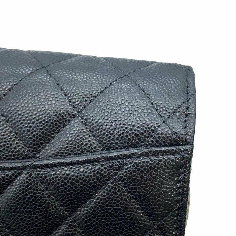 シャネル チェーンウォレット マトラッセ ココマーク キャビアスキン CHANEL 財布 ブラック 黒