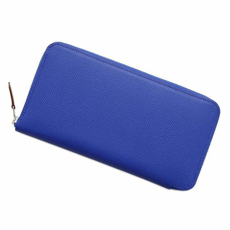 エルメス 長財布 アザップロング シルクイン ブルーロイヤル/シルバー金具 エプソン U刻印 財布