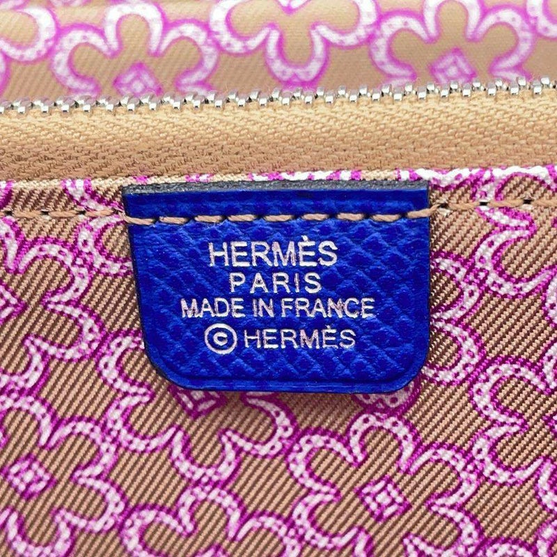 エルメス 長財布 アザップロング シルクイン ブルーロイヤル/シルバー金具 エプソン U刻印 財布