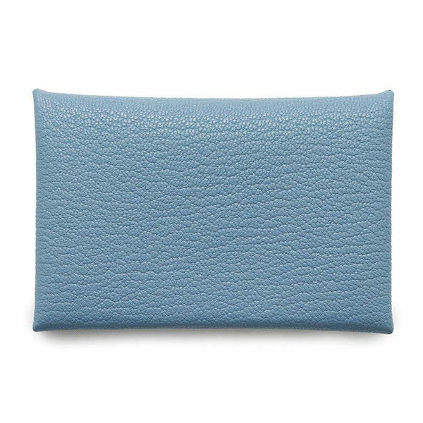 エルメス カードケース カルヴィ ブルージーン/シルバー金具 シェブルミゾル W刻印 シェーブル