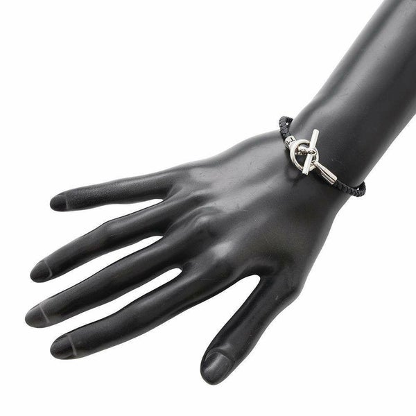 エルメス ブレスレット グレナン ブラック/シルバー金具 スイフト サイズT1 HERMES アクセサリー メンズ 黒