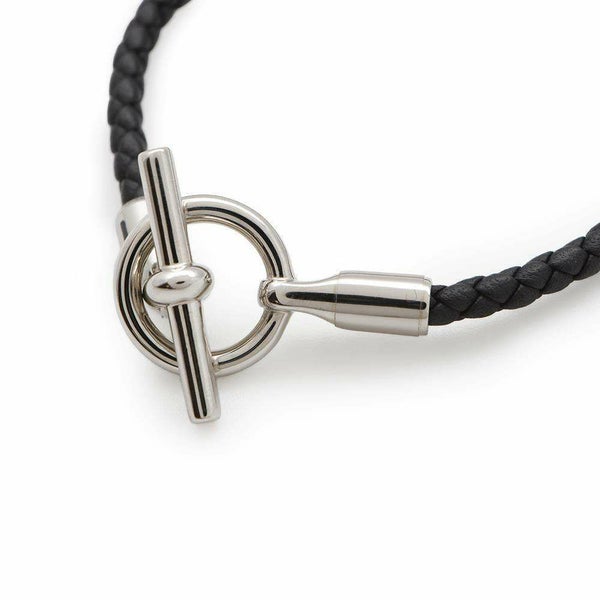 エルメス ブレスレット グレナン ブラック/シルバー金具 スイフト サイズT1 HERMES アクセサリー メンズ 黒