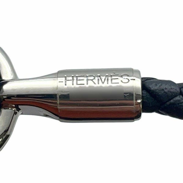 エルメス ブレスレット グレナン ブラック/シルバー金具 スイフト サイズT1 HERMES アクセサリー メンズ 黒