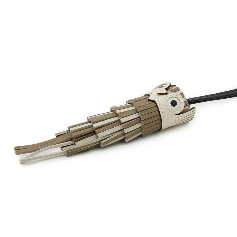 エルメス バッグチャーム シュエット ナタ/ベージュマルファ/ブラック/クレ/ブラン ラムスキン W刻印 フクロウ