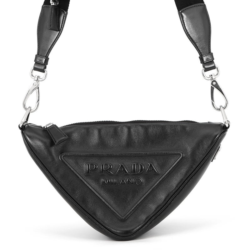 プラダ ショルダーバッグ トライアングル ロゴ レザー 1BH190 PRADA バッグ 黒