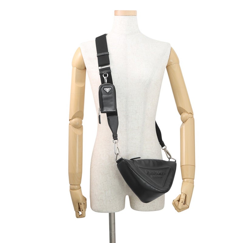 プラダ ショルダーバッグ トライアングル ロゴ レザー 1BH190 PRADA バッグ 黒