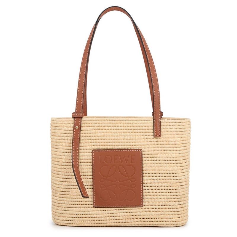 ロエベ トートバッグ アナグラム スクエア バスケットバッグ ラフィア/レザー ACBK099X04 LOEWE バッグ かごバッグ