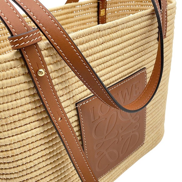 ロエベ トートバッグ アナグラム スクエア バスケットバッグ ラフィア/レザー ACBK099X04 LOEWE バッグ かごバッグ
