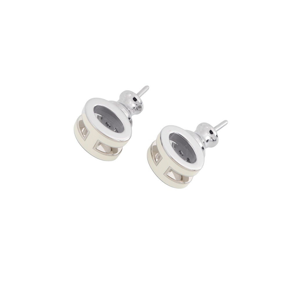 エルメス ピアス ミニ・ポップアッシュ ホワイト/シルバー金具 H