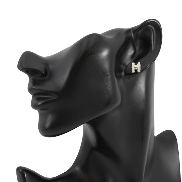 エルメス ピアス ミニ・ポップアッシュ ホワイト/シルバー金具 Hモチーフ HERMES Pop H ポップH