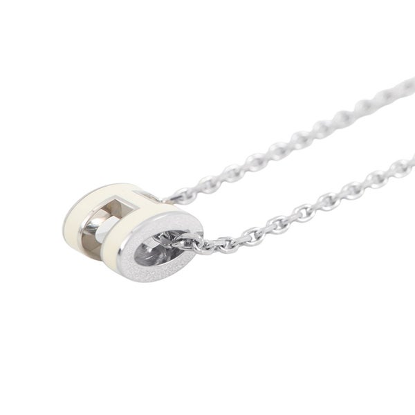 エルメス ネックレス ミニ・ポップアッシュ ホワイト/シルバー金具 HERMES アクセサリー ポップH 白