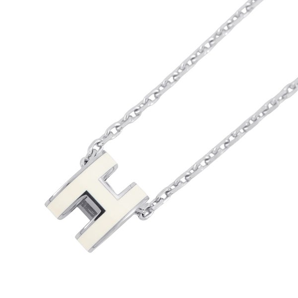エルメス ネックレス ミニ・ポップアッシュ ホワイト/シルバー金具 HERMES アクセサリー ポップH 白