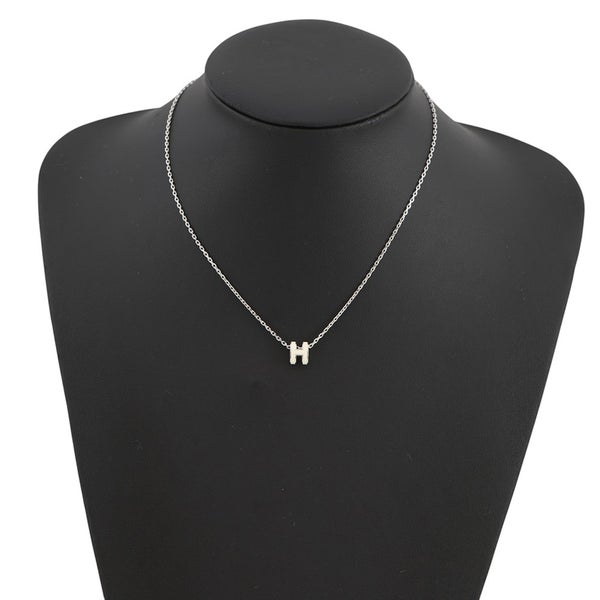エルメス ネックレス ミニ・ポップアッシュ ホワイト/シルバー金具 HERMES アクセサリー ポップH 白