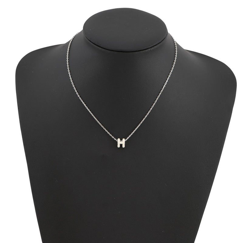 エルメス ネックレス ミニ・ポップアッシュ ホワイト/シルバー金具 HERMES アクセサリー ポップH 白
