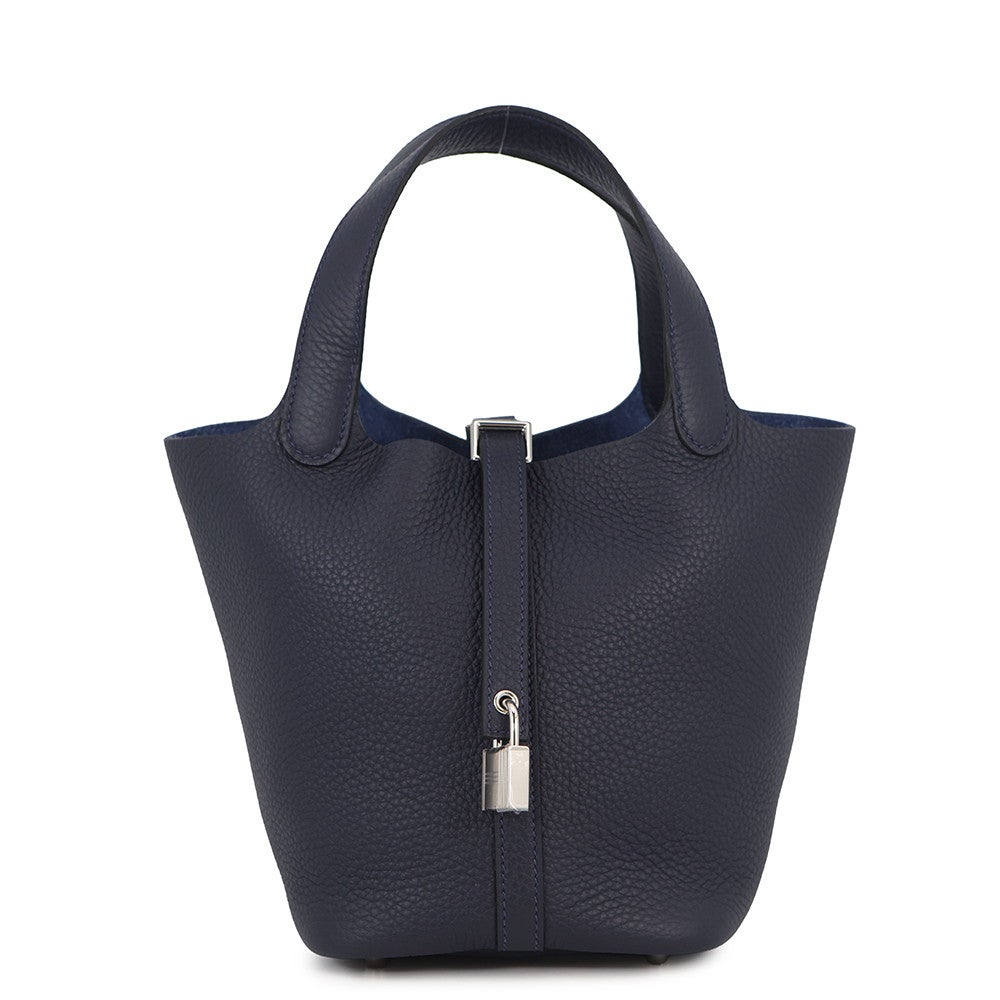 エルメス ハンドバッグ ピコタンロックPM ブルーニュイ/シルバー金具