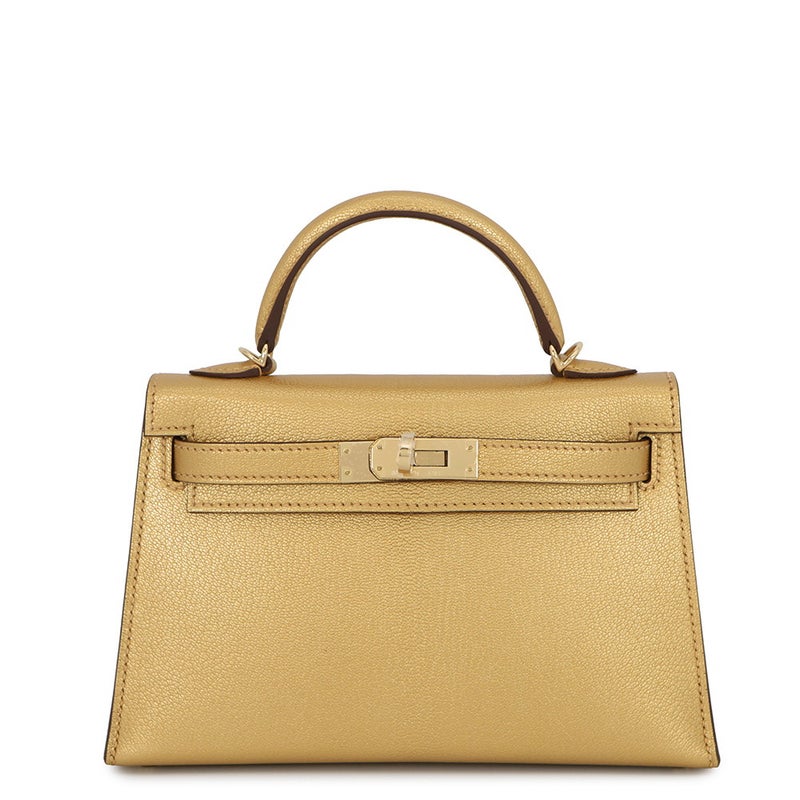 エルメス ハンドバッグ ミニケリー 外縫い ドレ/シャンパンゴールド金具 シェブルシャムキラ K刻印 HERMES Kelly 2wayバッグ