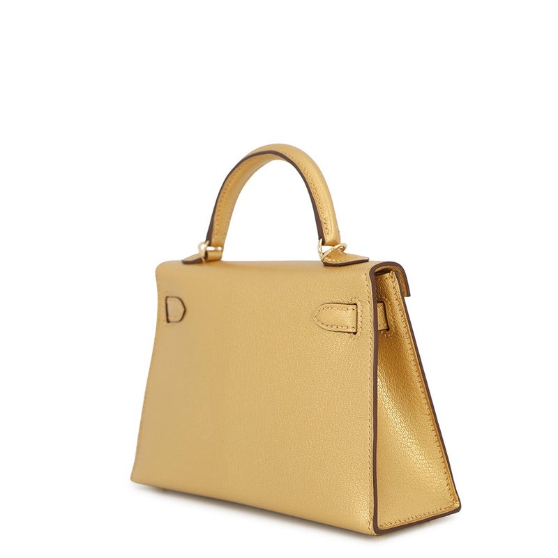 エルメス ハンドバッグ ミニケリー 外縫い ドレ/シャンパンゴールド金具 シェブルシャムキラ K刻印 HERMES Kelly 2wayバッグ