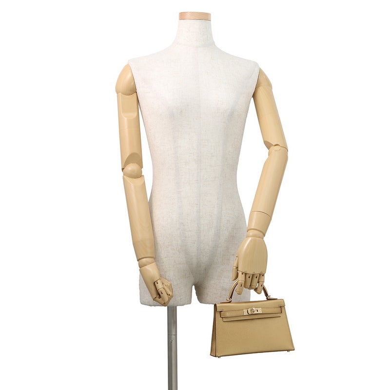 エルメス ハンドバッグ ミニケリー 外縫い ドレ/シャンパンゴールド金具 シェブルシャムキラ K刻印 HERMES Kelly 2wayバッグ