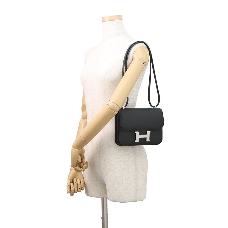 エルメス ショルダーバッグ ミニ コンスタンス3 ブラック/シルバー金具 エプソン G刻印 HERMES Constance