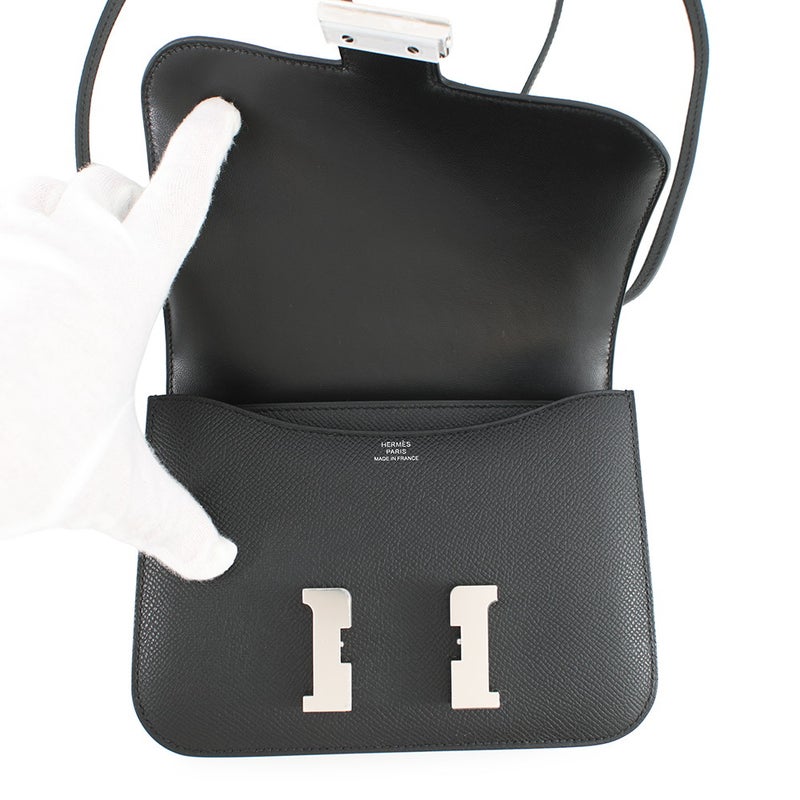 エルメス ショルダーバッグ ミニ コンスタンス3 ブラック/シルバー金具 エプソン G刻印 HERMES Constance