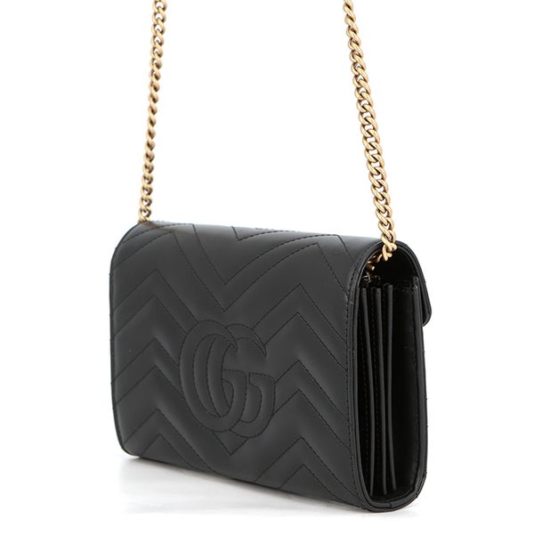 グッチ チェーンウォレット GGマーモント ダブルG GG キルティング 474575 GUCCI 財布 黒