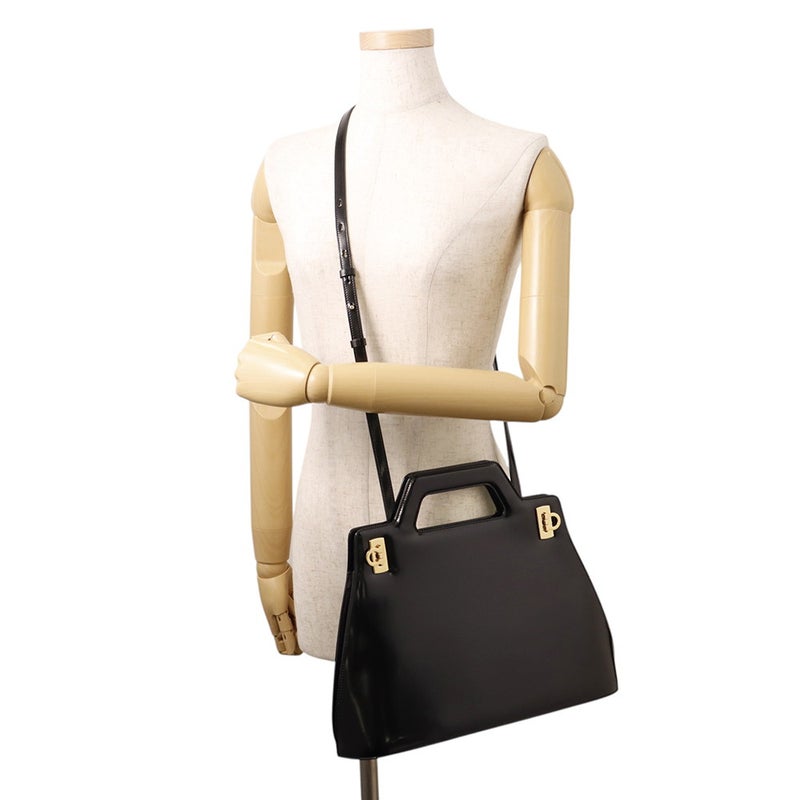 サルヴァトーレ・フェラガモ ハンドバッグ ワンダ ミディアム 213984 Ferragamo 2way 黒
