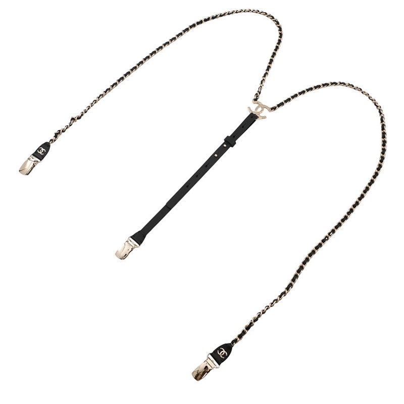 シャネル サスペンダー チェーン ココマーク レザー サイズM A21K CHANEL 黒