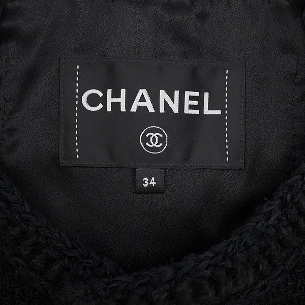 シャネル ジャケット ツイード カメリアボタン レディースサイズ34 CHANEL アウター 黒