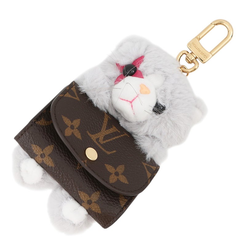 ルイヴィトン バッグチャーム モノグラム フェイクファー LV キュート キトン M03512 LOUIS VUITTON イヤホンケース
