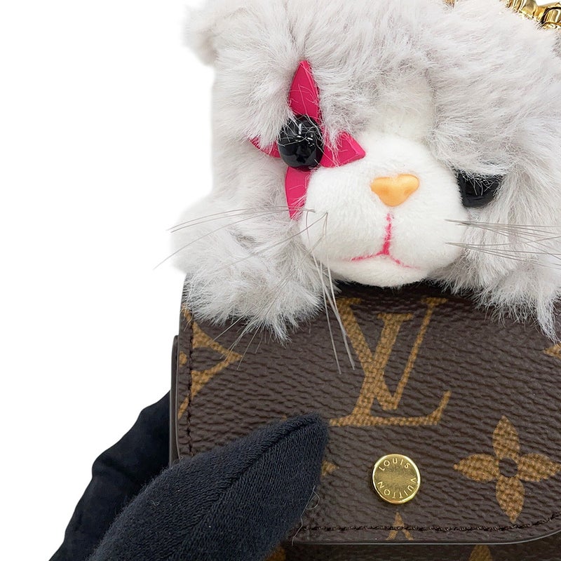 ルイヴィトン バッグチャーム モノグラム フェイクファー LV キュート キトン M03512 LOUIS VUITTON イヤホンケース