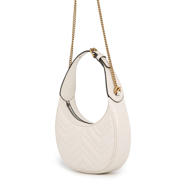 グッチ ハンドバッグ GGマーモント ハーフムーン シェブロン キルティング 699514 GUCCI バッグ ワンショルダー 白