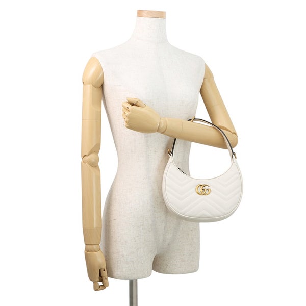 グッチ ハンドバッグ GGマーモント ハーフムーン シェブロン キルティング 699514 GUCCI バッグ ワンショルダー 白