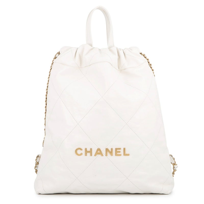 シャネル リュック シャネル22 スモール シャイニーカーフスキン AS3859 CHANEL バックパック  白