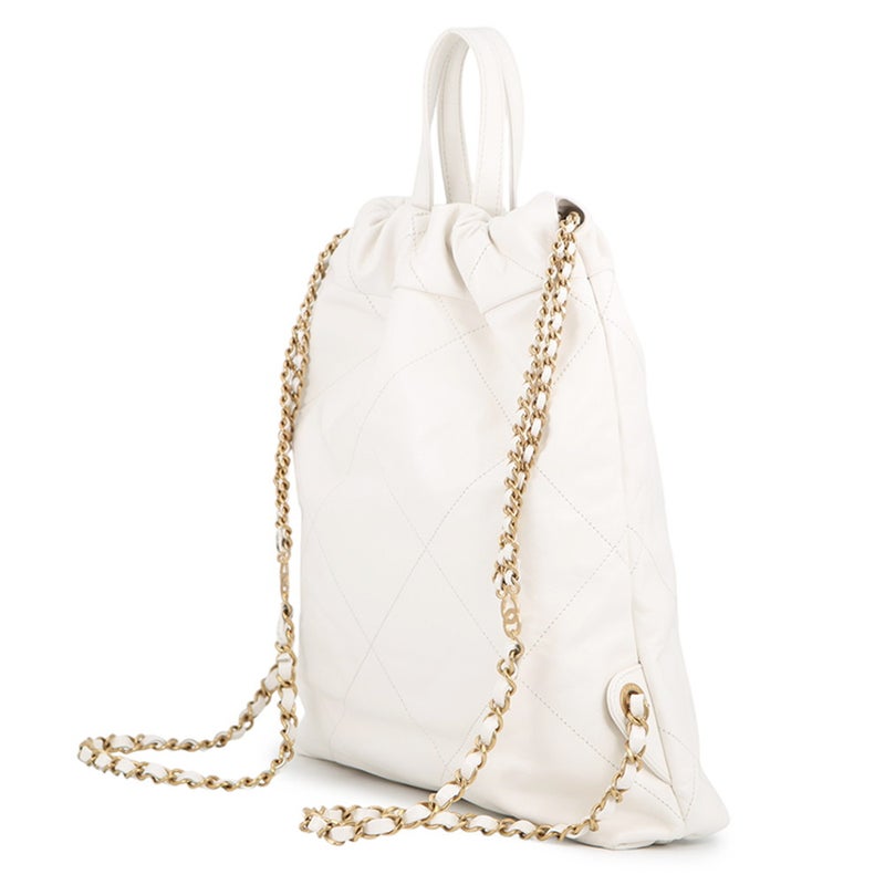 シャネル リュック シャネル22 スモール シャイニーカーフスキン AS3859 CHANEL バックパック  白