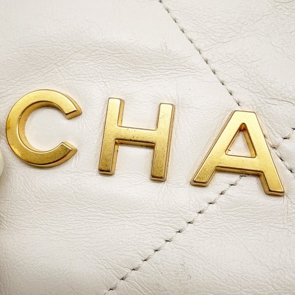 シャネル リュック シャネル22 スモール シャイニーカーフスキン AS3859 CHANEL バックパック  白