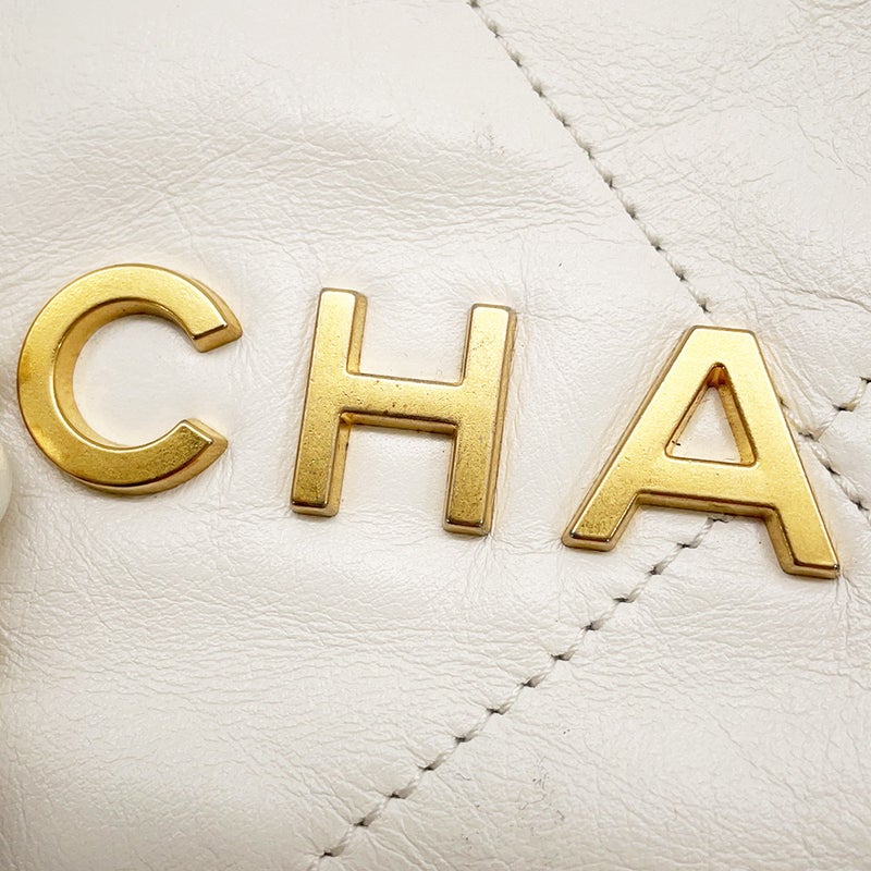 シャネル リュック シャネル22 スモール シャイニーカーフスキン AS3859 CHANEL バックパック  白