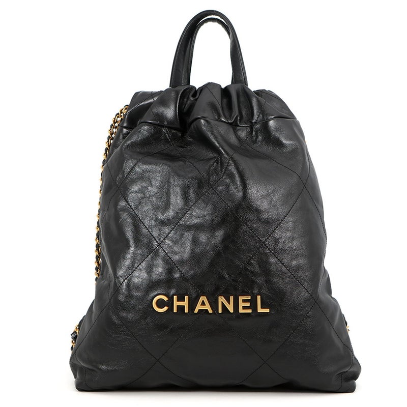 シャネル リュック シャネル22 スモール シャイニーカーフスキン AS3859 CHANEL バックパック バッグ 黒