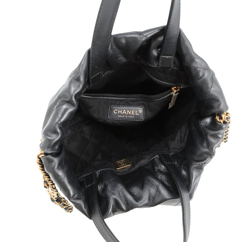シャネル リュック シャネル22 スモール シャイニーカーフスキン AS3859 CHANEL バックパック バッグ 黒